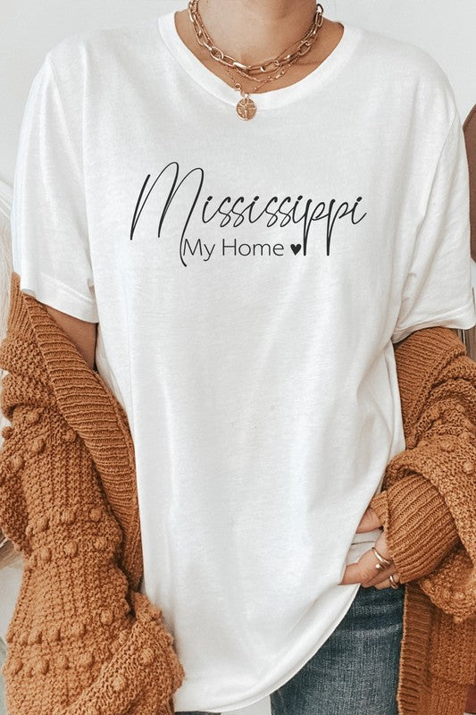 Mississippi My Home Heart State Graphic Tee