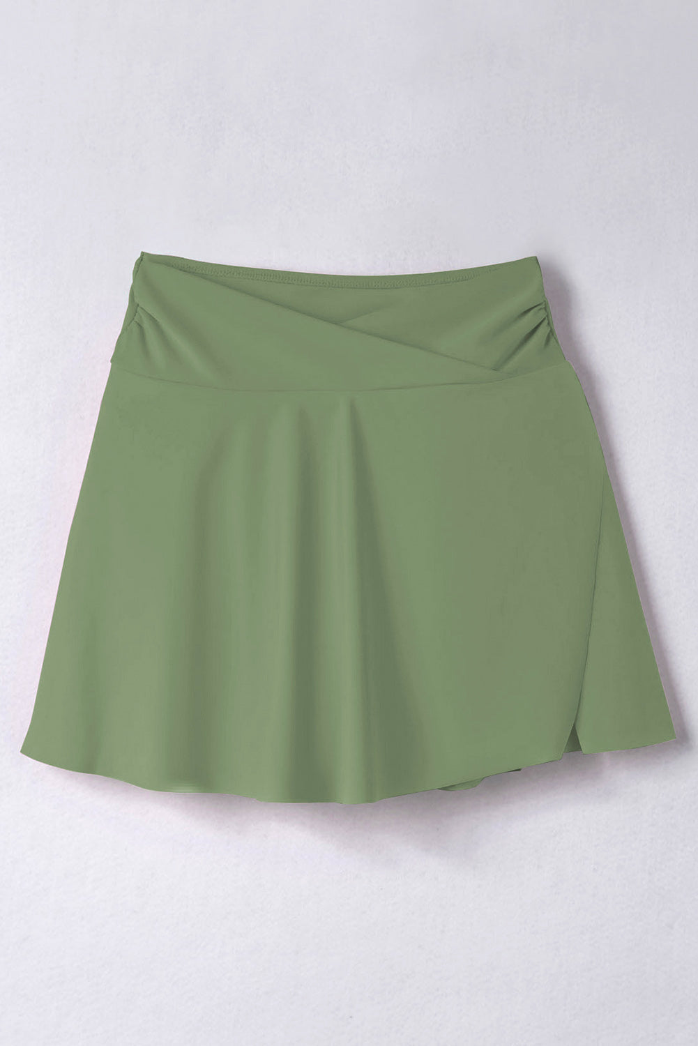 Solid Criss Cross Waist Flared Swim Skirt