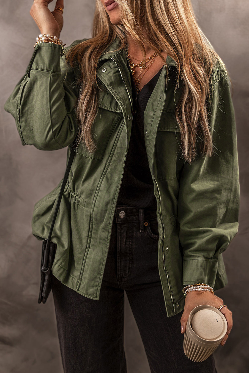 Francesca Tight Waist Collared Jacket