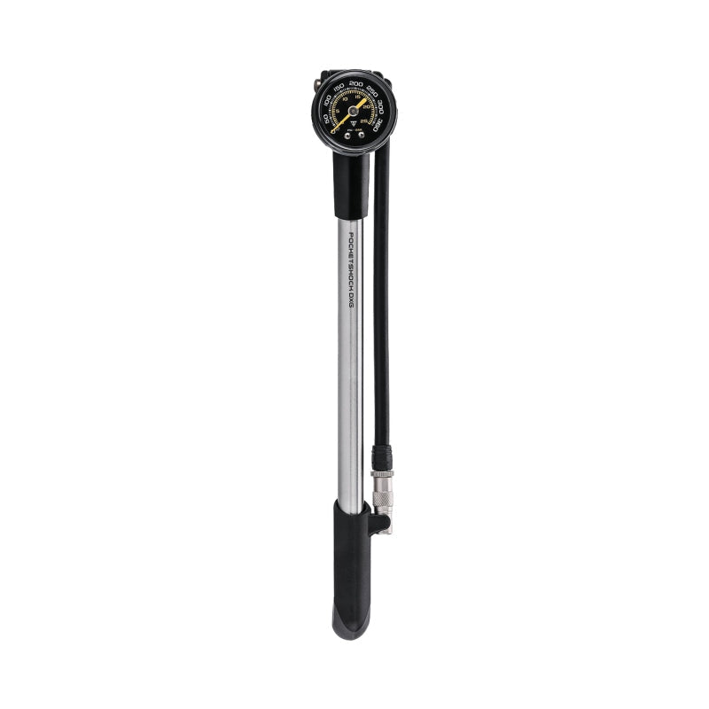 Topeak Pocket Shock DXG XL Shock Pump Analog SV 360psi 12` Aluminum Silver