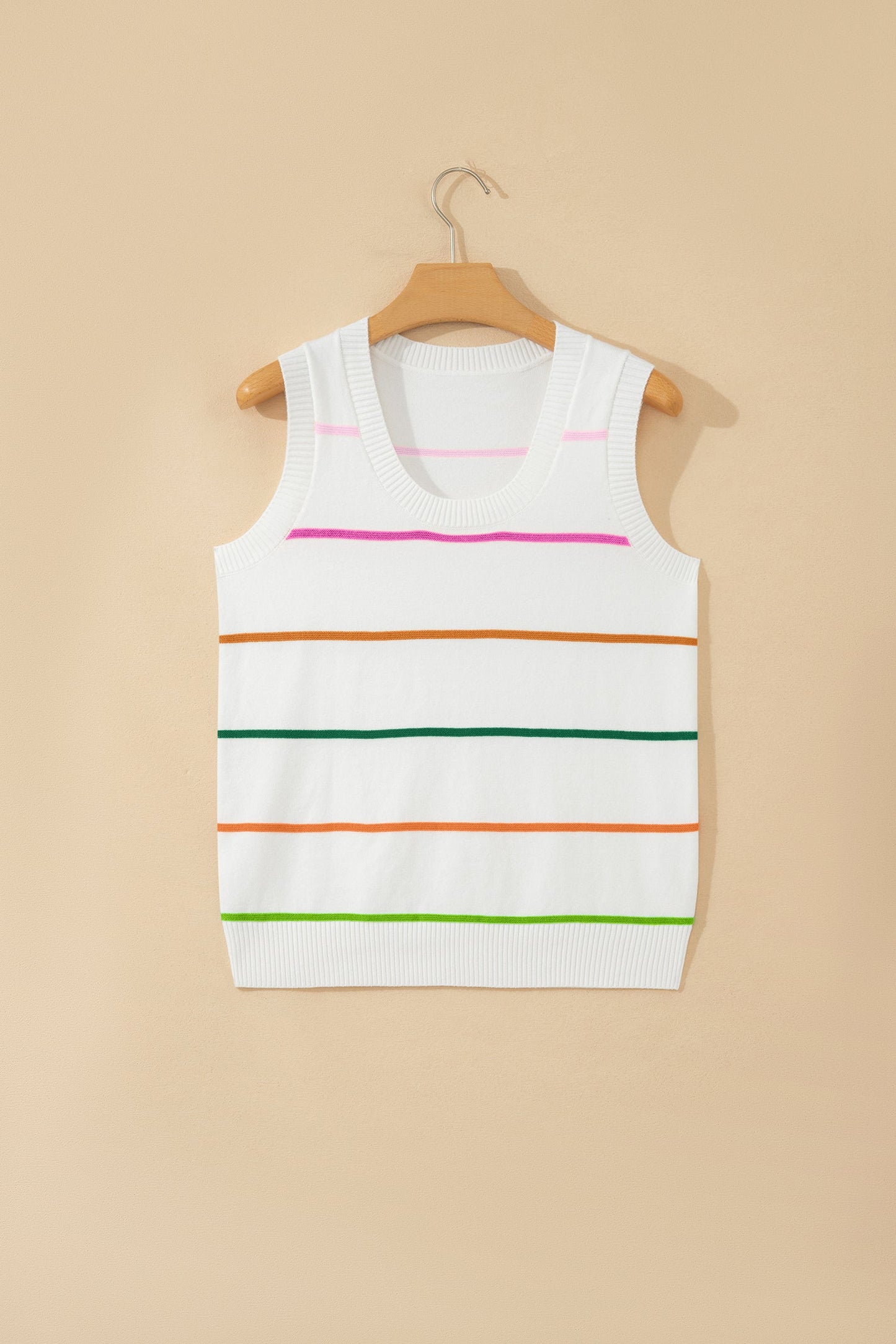 Stripe Round Neck Sleeveless Sweater Tank