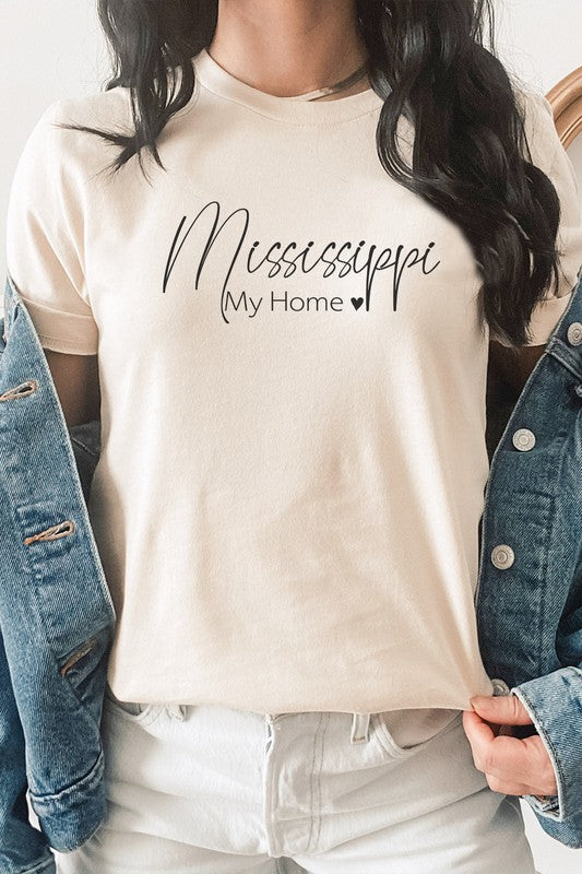 Mississippi My Home Heart State Graphic Tee