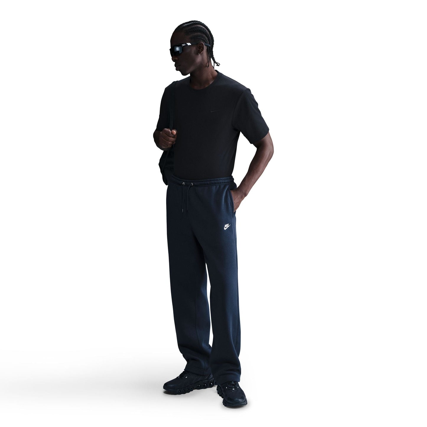 Nike Mens Club Open-Hem Sweatpants - Navy