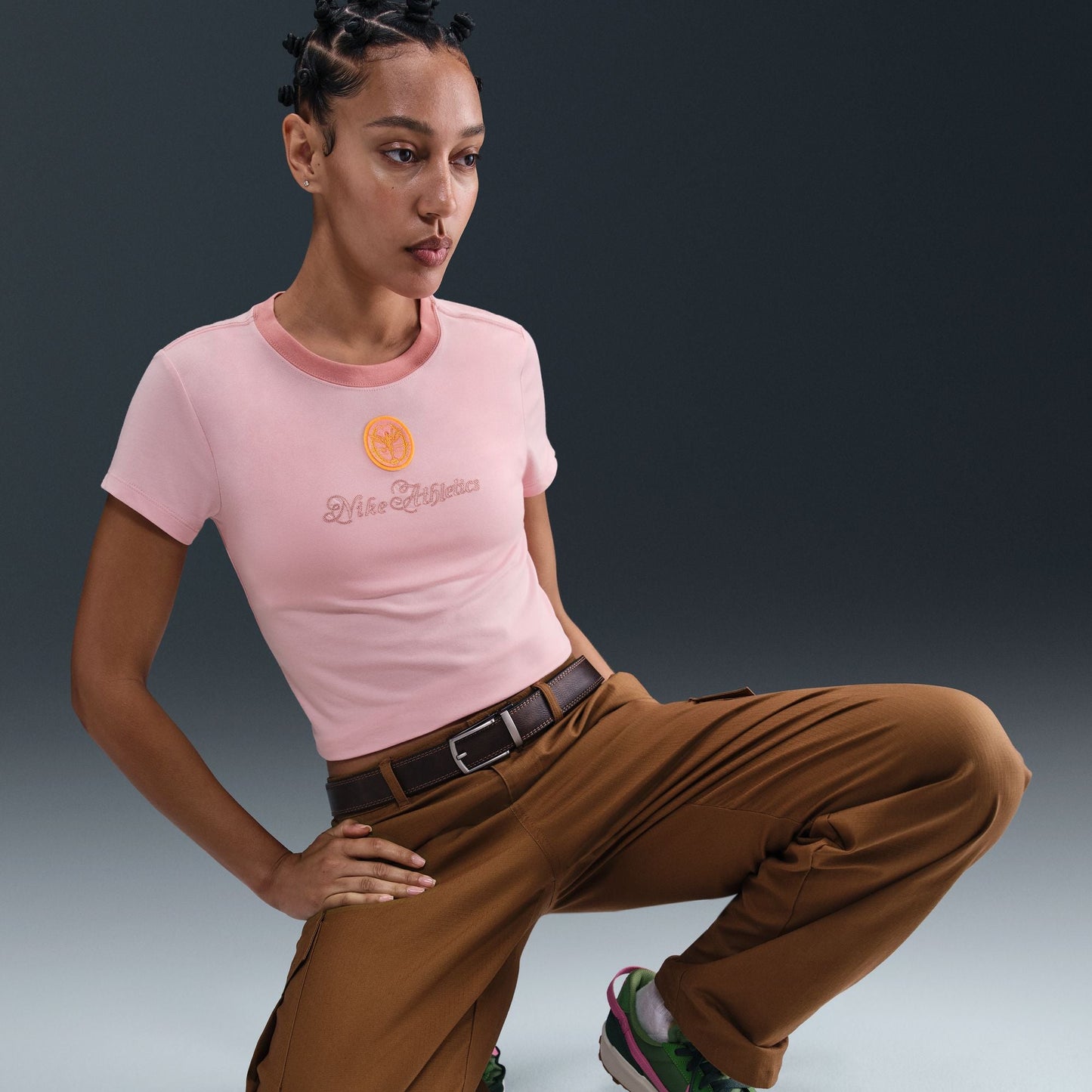 Nike Womens Sportswear Chill Cropped Knit Tee - Pink Glaze