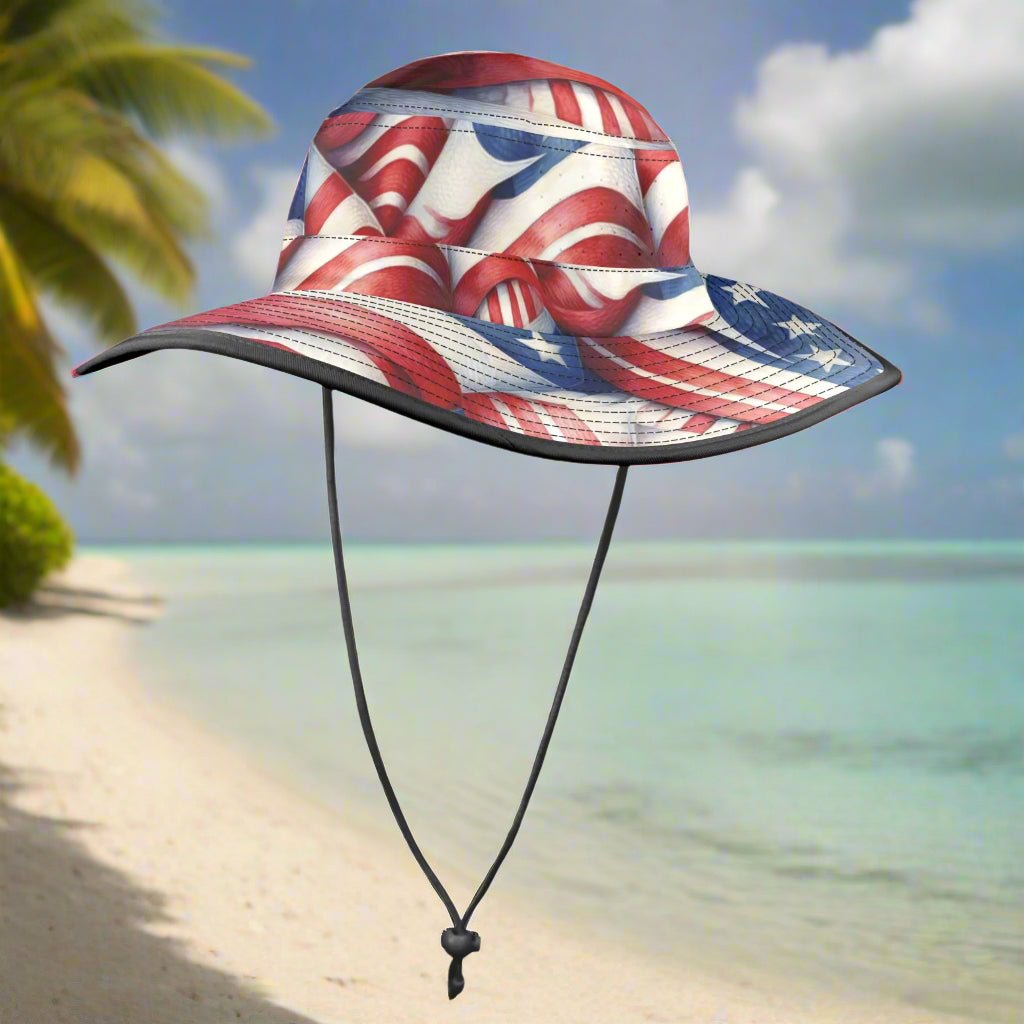 American Flags Sun Hat Wide Brim Bucket Hat