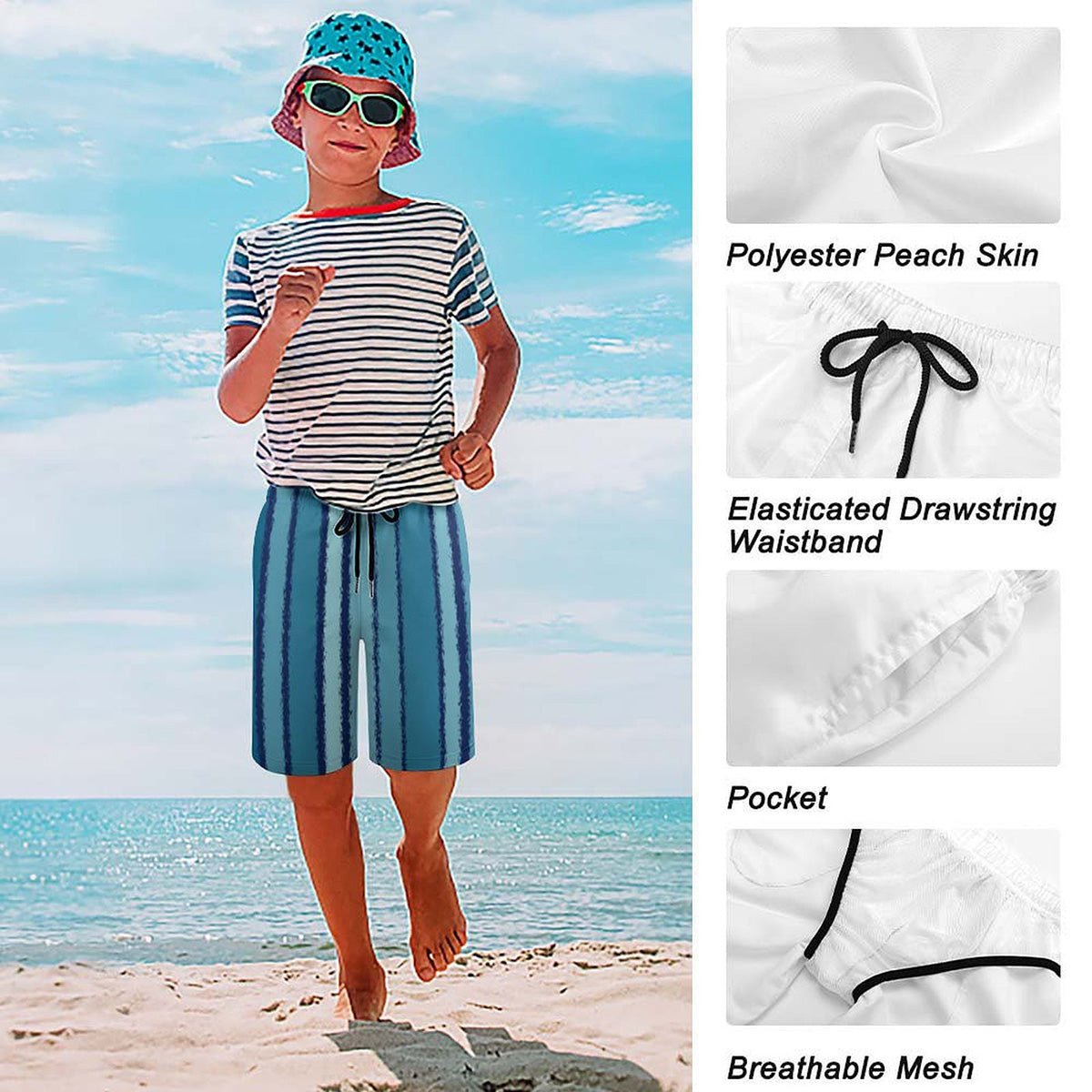 Kids Ocean Stripe Board Shorts