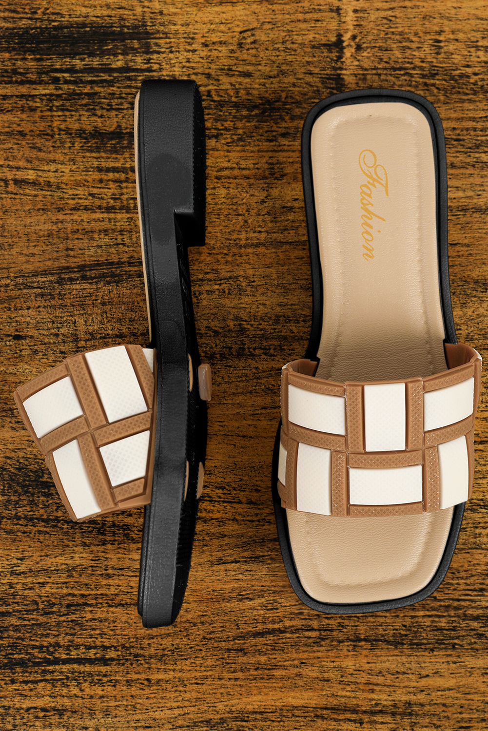 Two Tone Square Toe Slippers