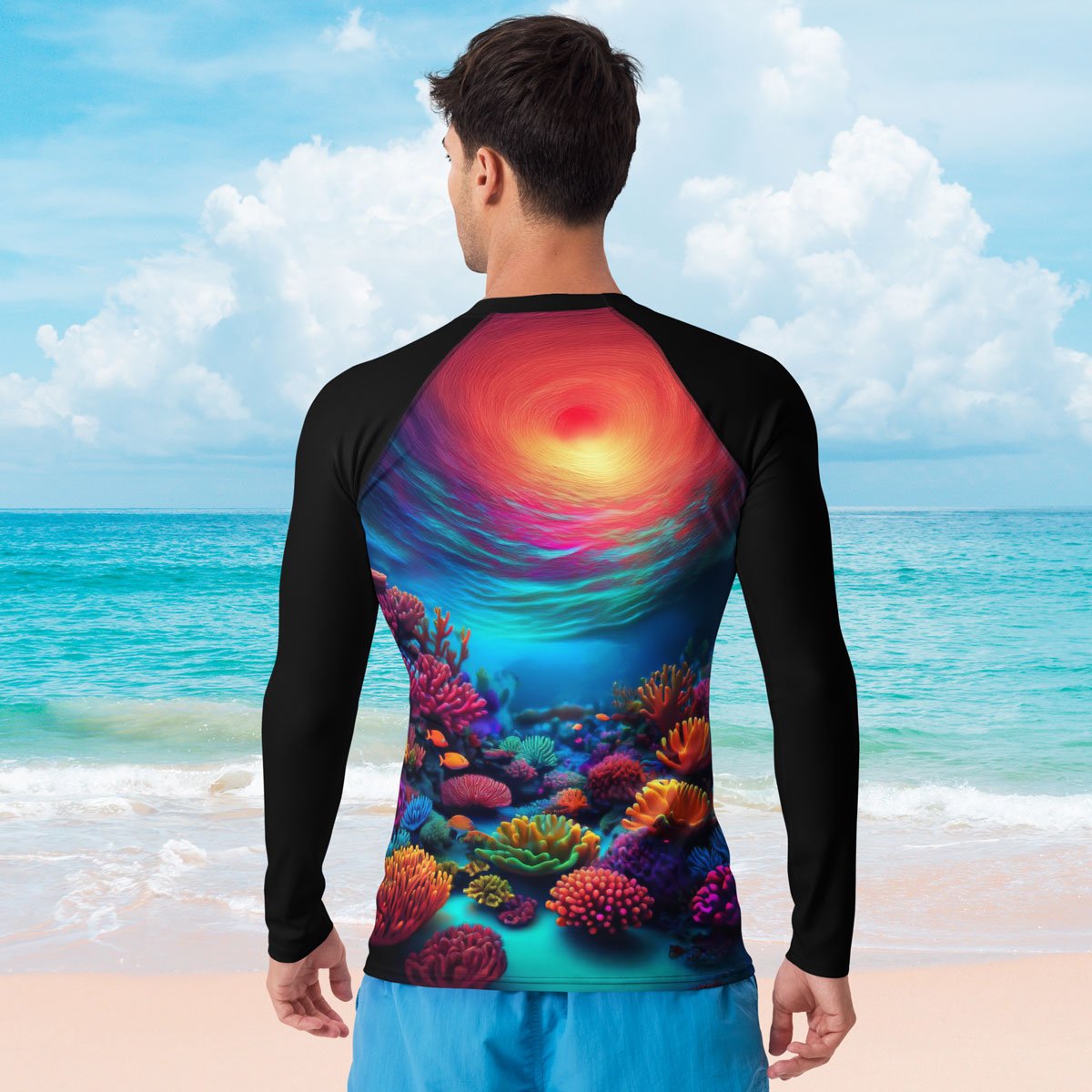 Mens Rash Guard Coral Reef | Adult Rashie