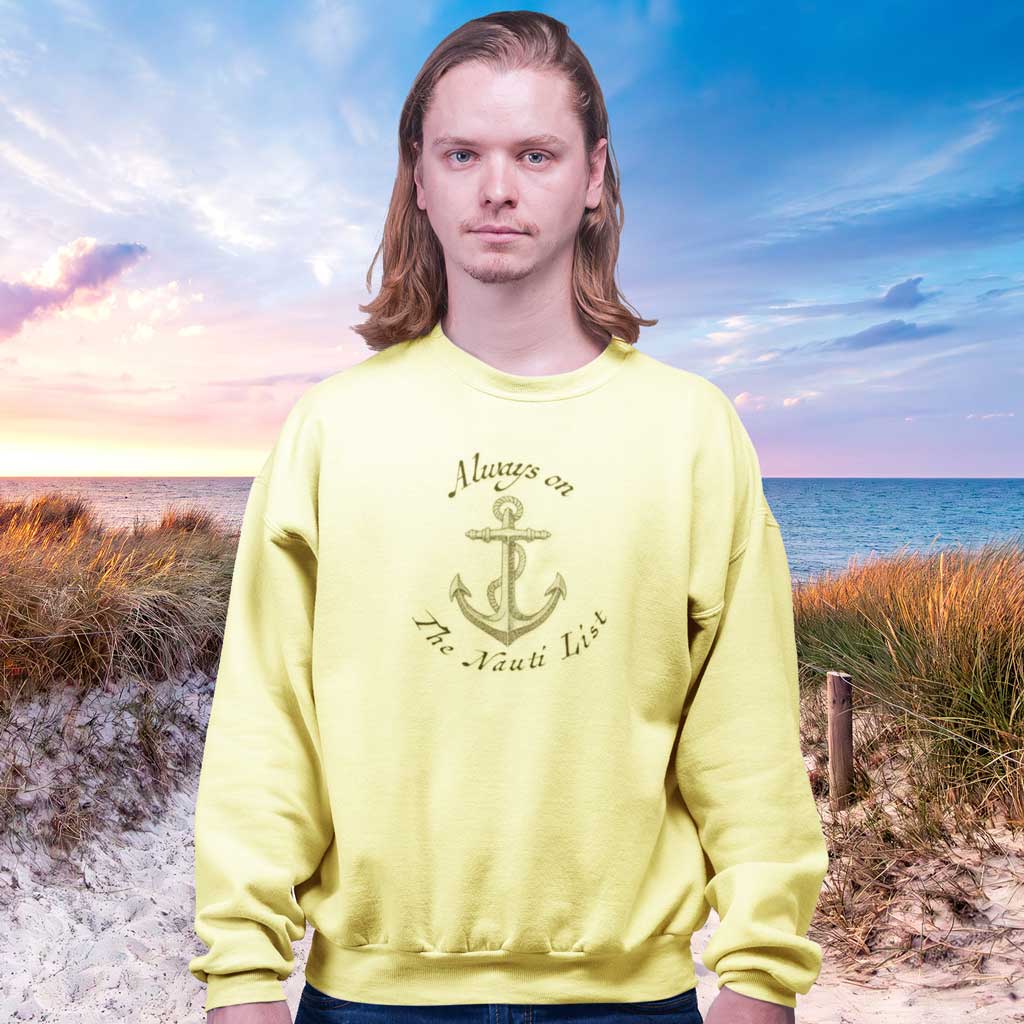 Naughty Nautical Anchor Sweatshirt — Garment-Dyed Cozy Crewneck