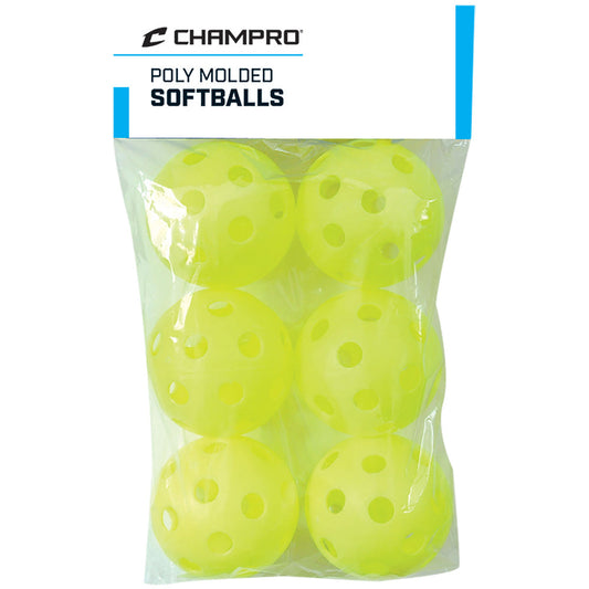 12" POLY BALLS-6 PK OPTIC YEL