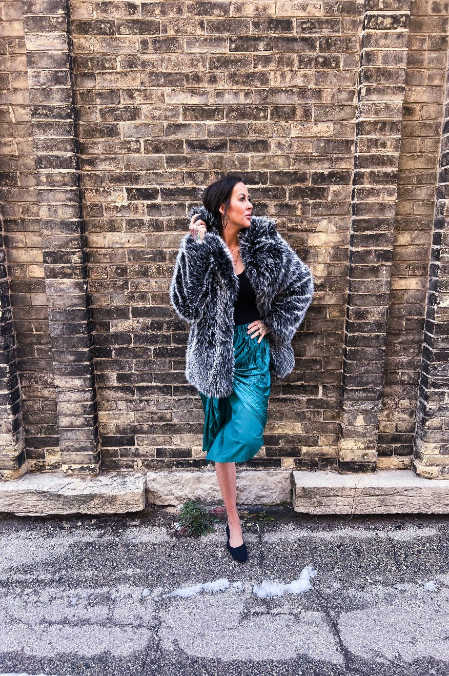 Black Mob Wife Faux Fur Coat