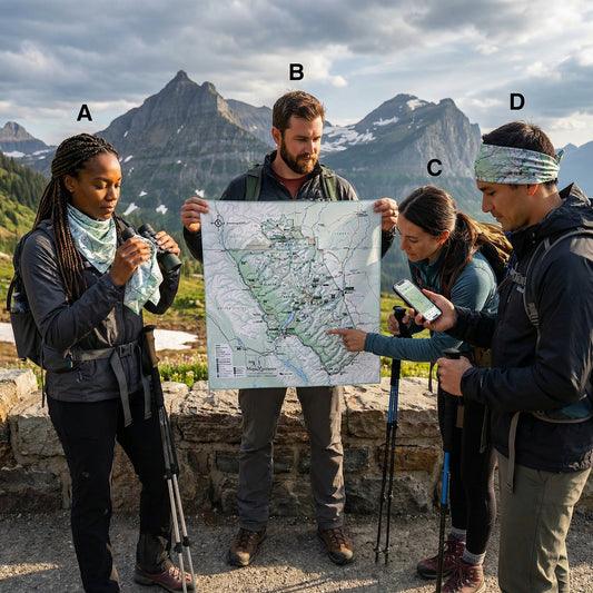 Glacier National Park Handy Map Microfiber Cloth Bandana