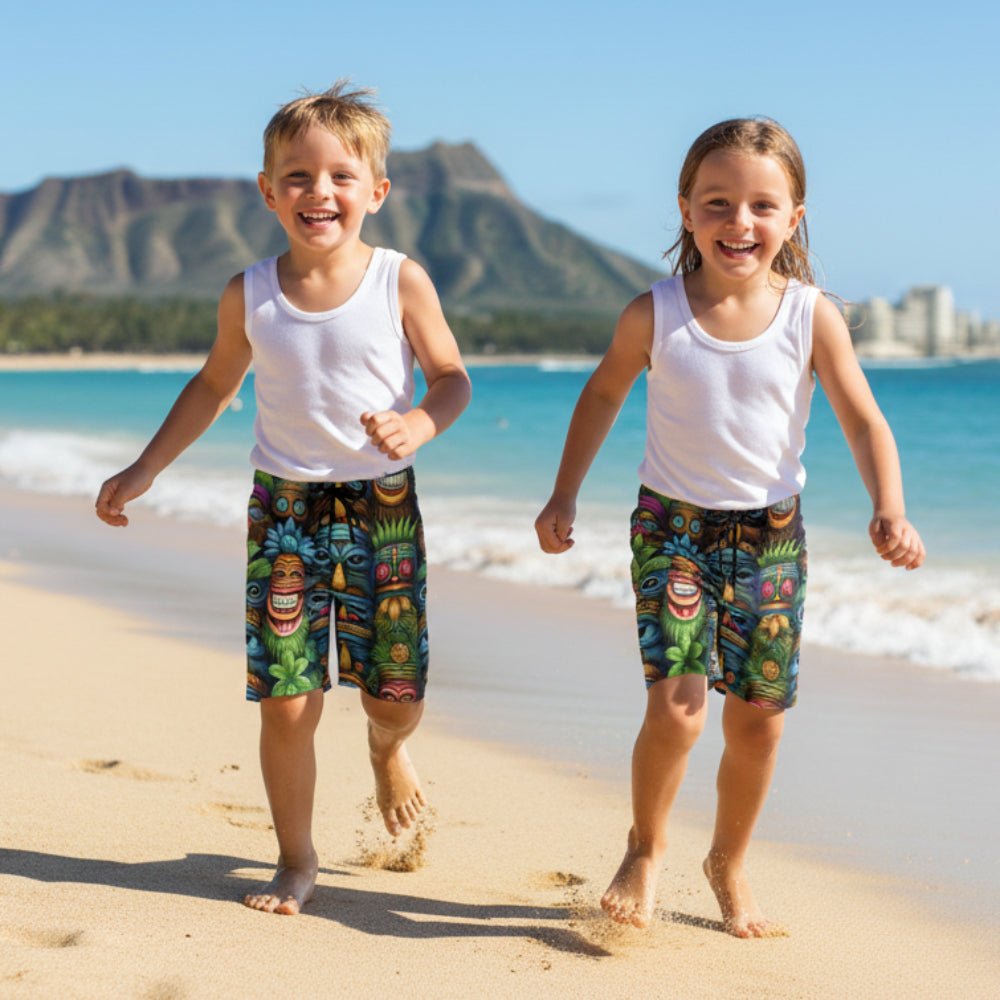 Kids Tiki Beach Shorts | For Vacation Adventures