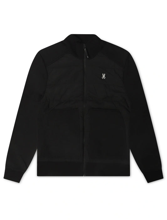 Psycho Bunny Mens Michael Mixed Media Zip Flannel - Black