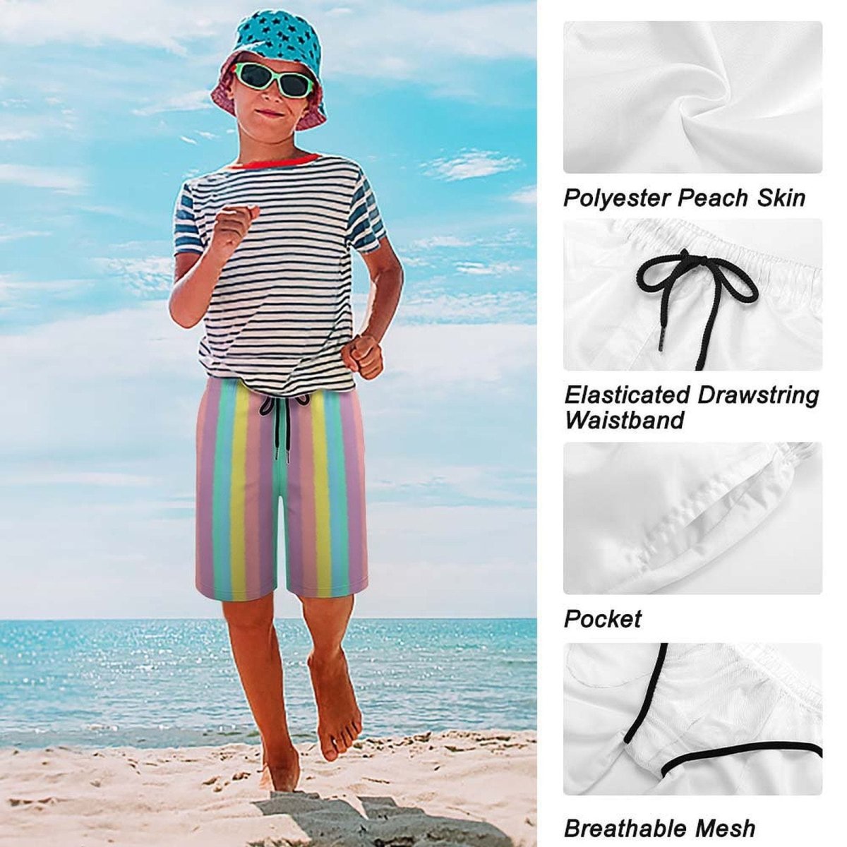 Kids Tropical Stripes Board Shorts