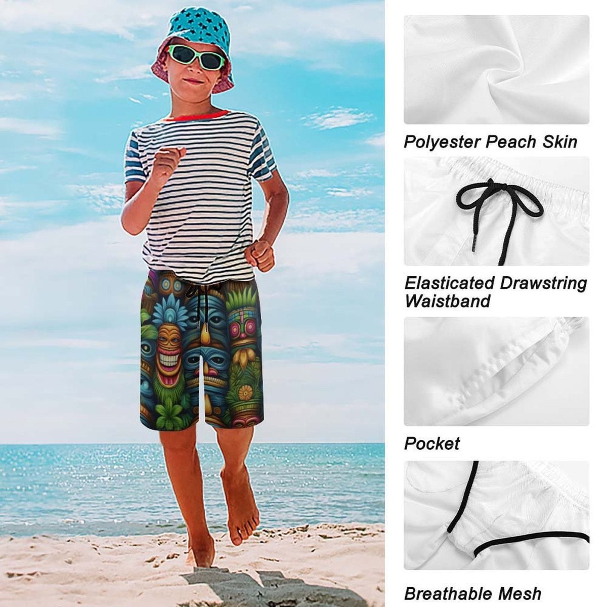 Kids Tiki Beach Shorts | For Vacation Adventures
