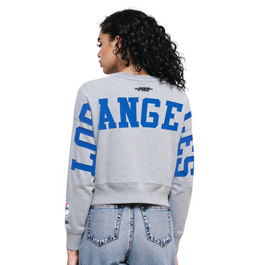 Pro Standard Womens LA Dodgers Cropped Wingspan Crewneck - Grey