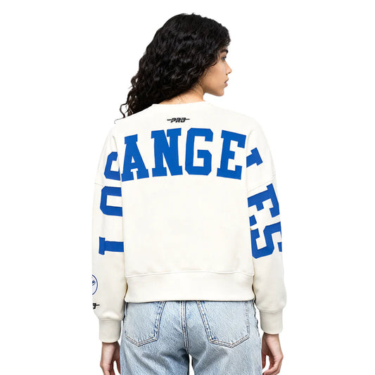 Pro Standard Womens LA Dodgers Cropped Wingspan Crewneck - Eggshell