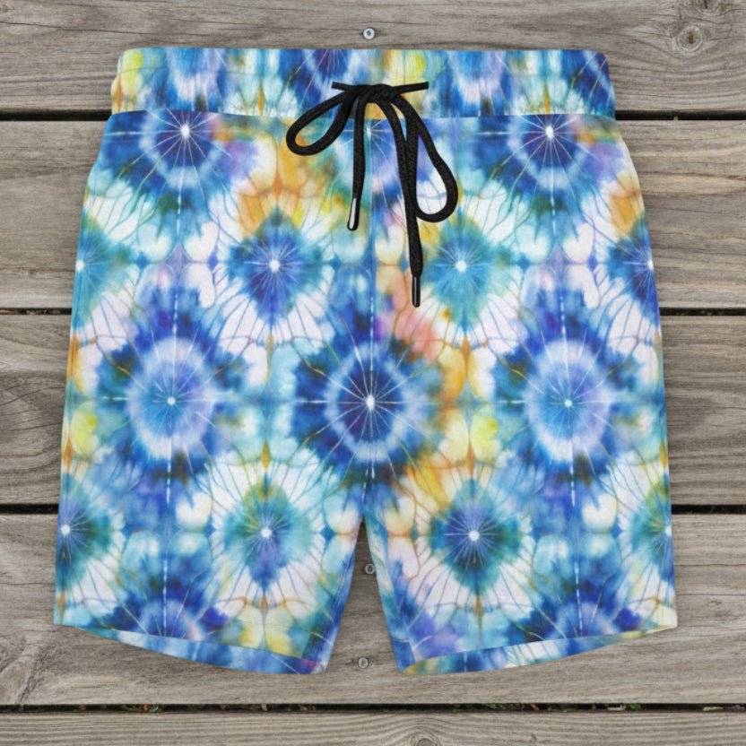 shibori-tie-dye Men's Mid-Length Swim Shorts