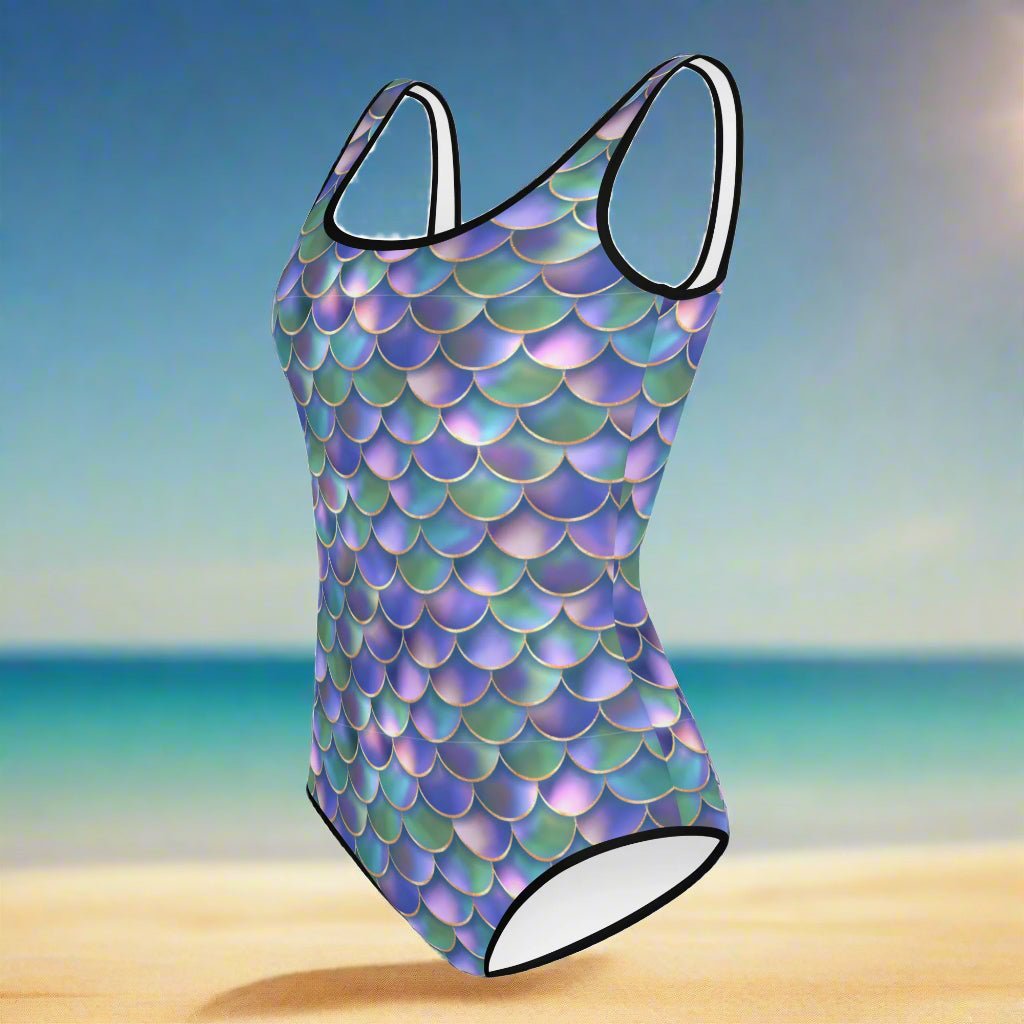 Mermaid Print Girls' 🩱 One Piece Youth Swimsuit