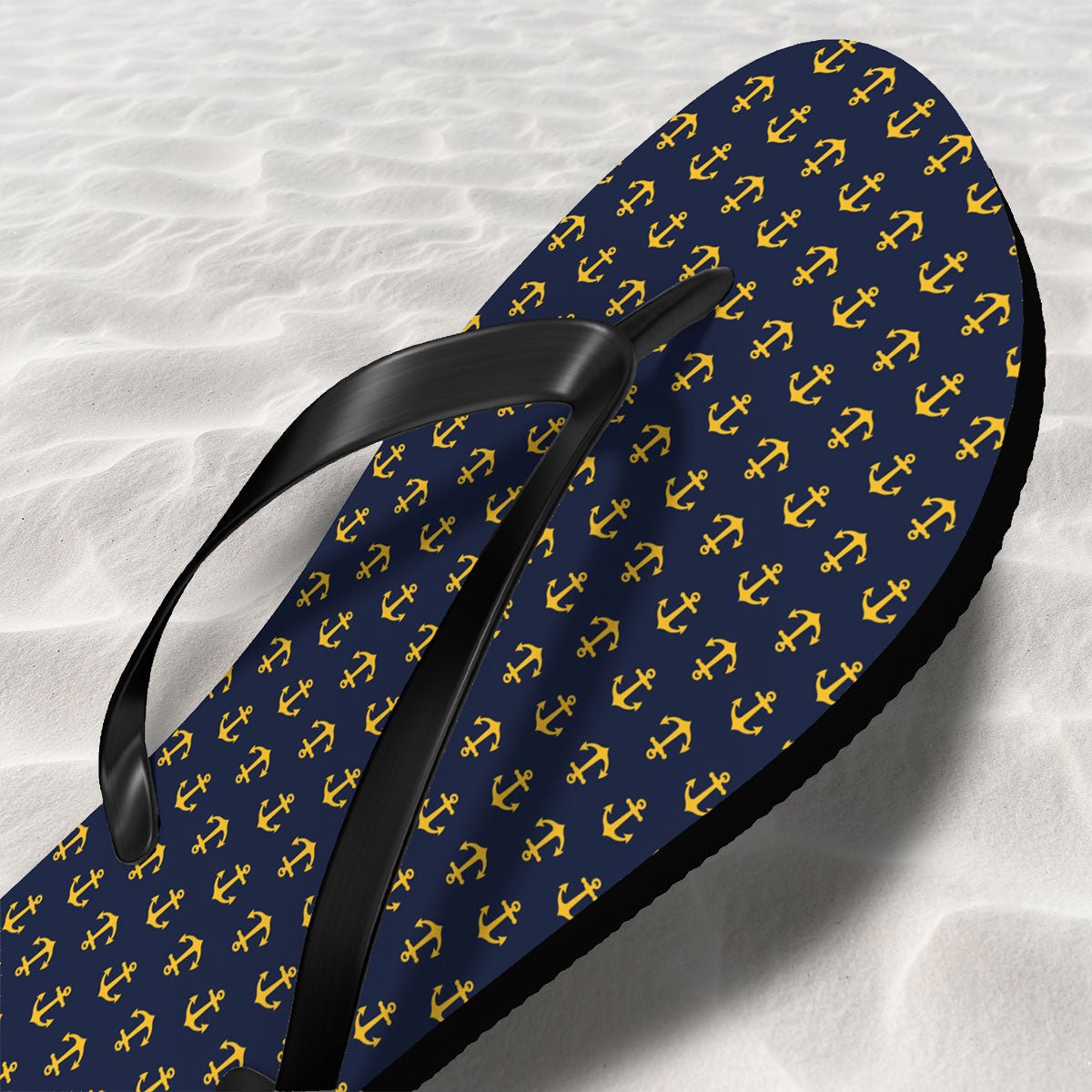 Navy Anchor Flip Flops - Nautical Chic Footwear