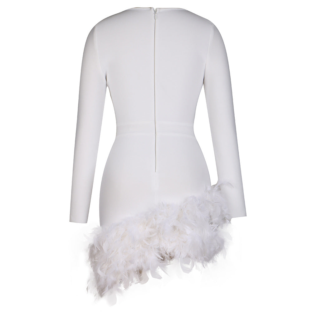 White Feather Cocktail Dress