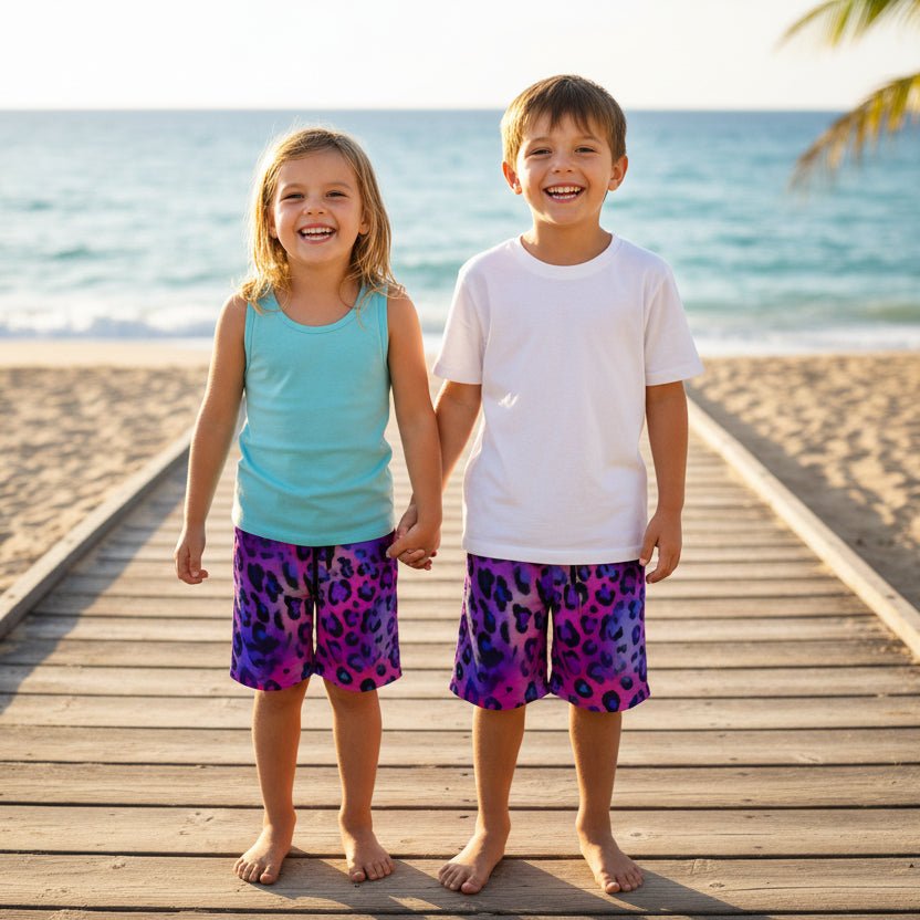 Kids Leopard Print Board Shorts
