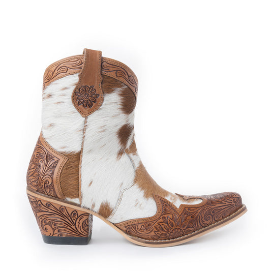 Georgia Trail Hair-on Hide & Hand-tooled Leather Boots