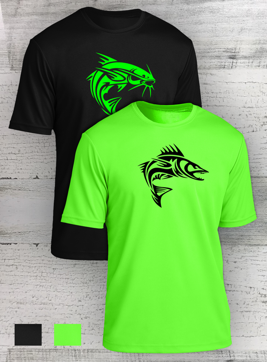HD Fish Modern Retro - Racer Mesh Short Sleeve Tee - Catfish Walleye Crappie and Bass