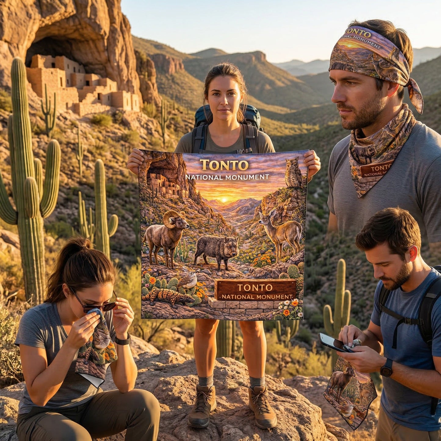 Tonto National Monument Handy Map Microfiber Cloth Bandana