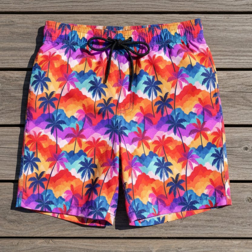 Hawaiian Palms Men's Mid-Length Swim Shorts