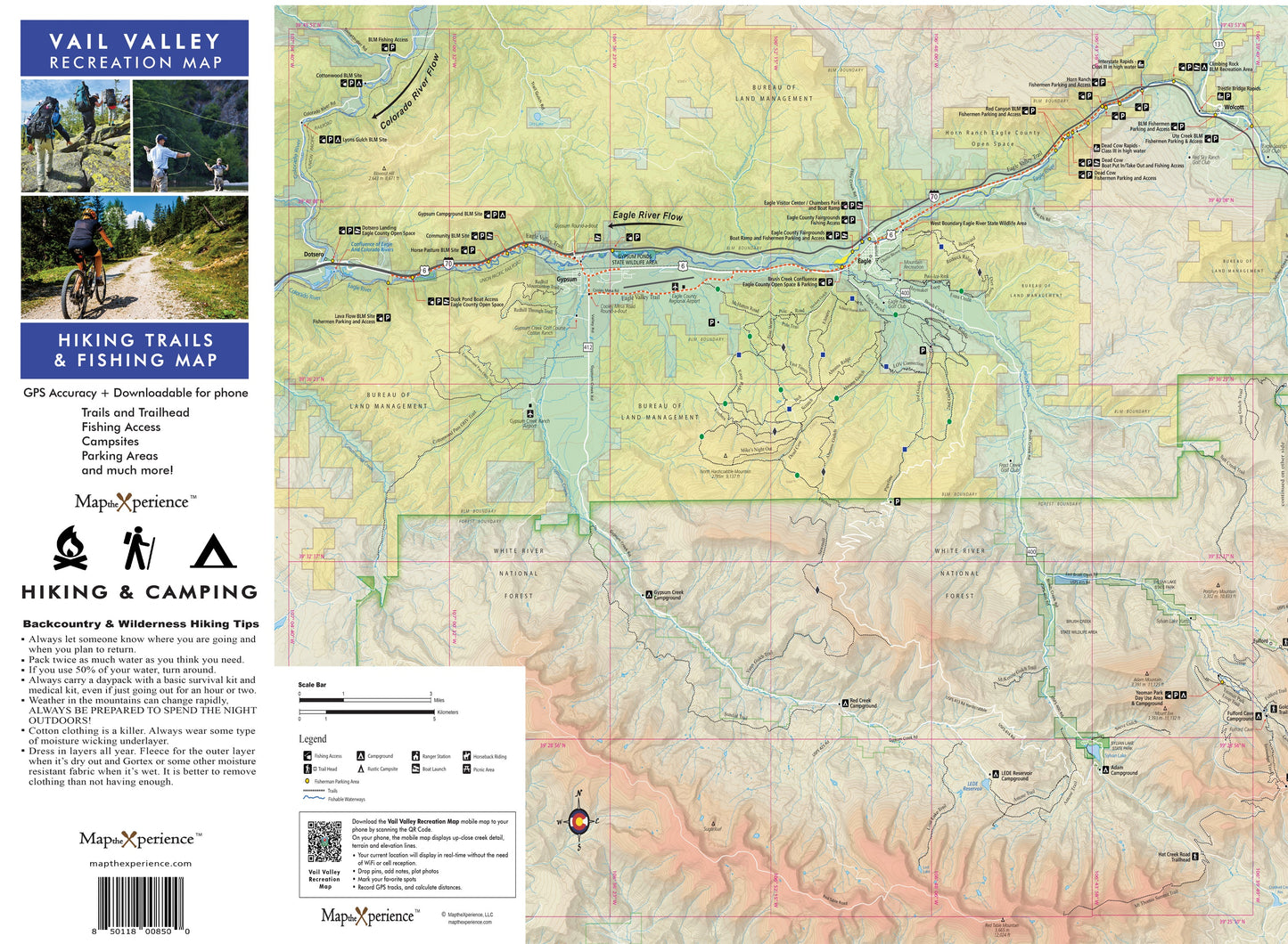 Vail Valley Colorado Hiking, Biking, and Fishing Map | Outdoor Adventure Guide