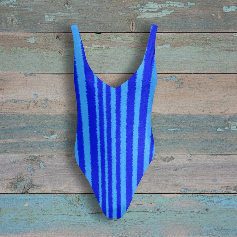 Women's One-Piece Ocean Blue Stripes Swimsuit