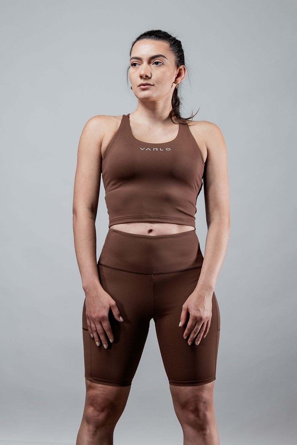 Women's SOHO Cross Back Crop Tank (City Mocha)