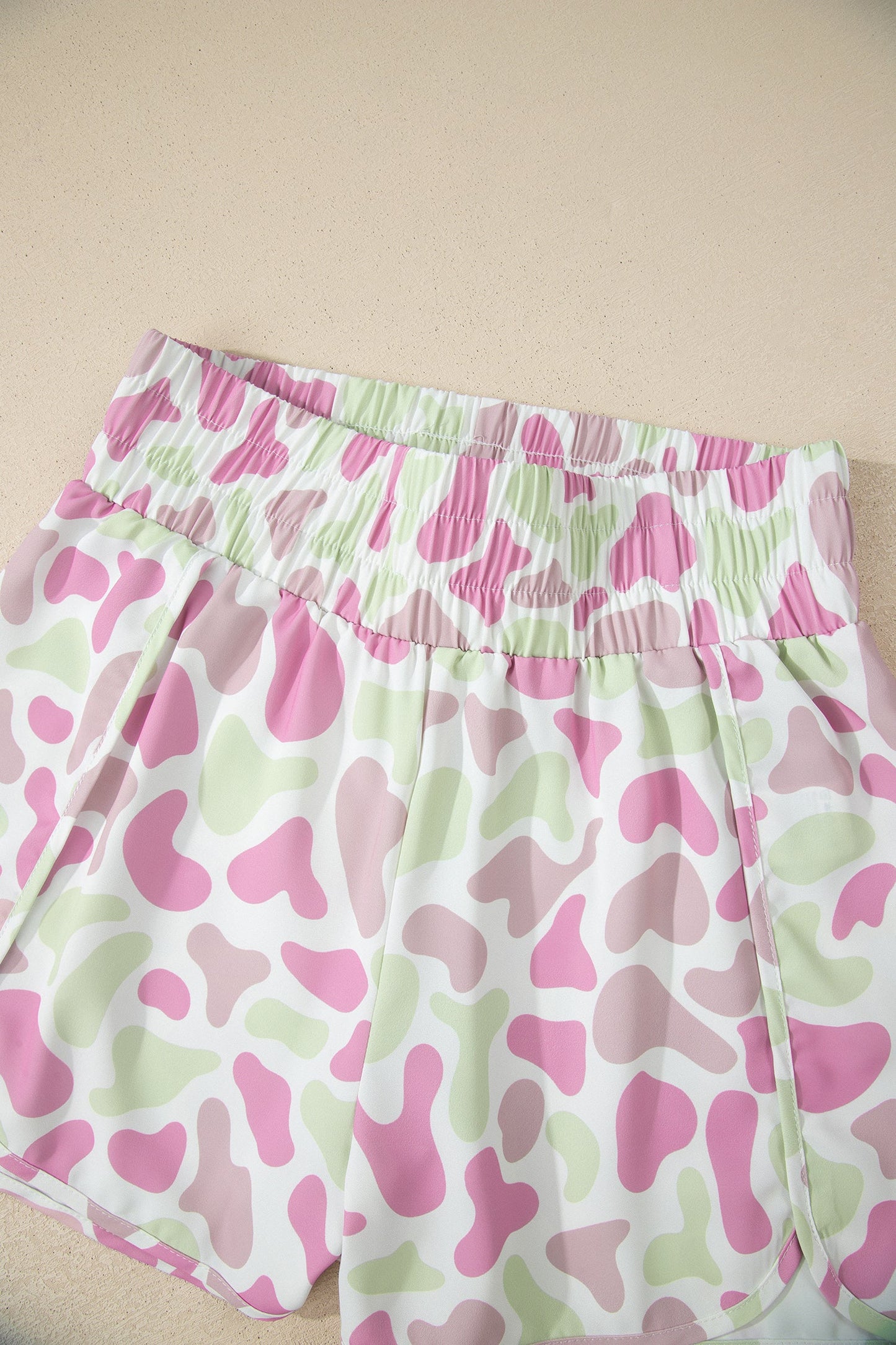 Camo Shirred High Waist Athleisure Shorts