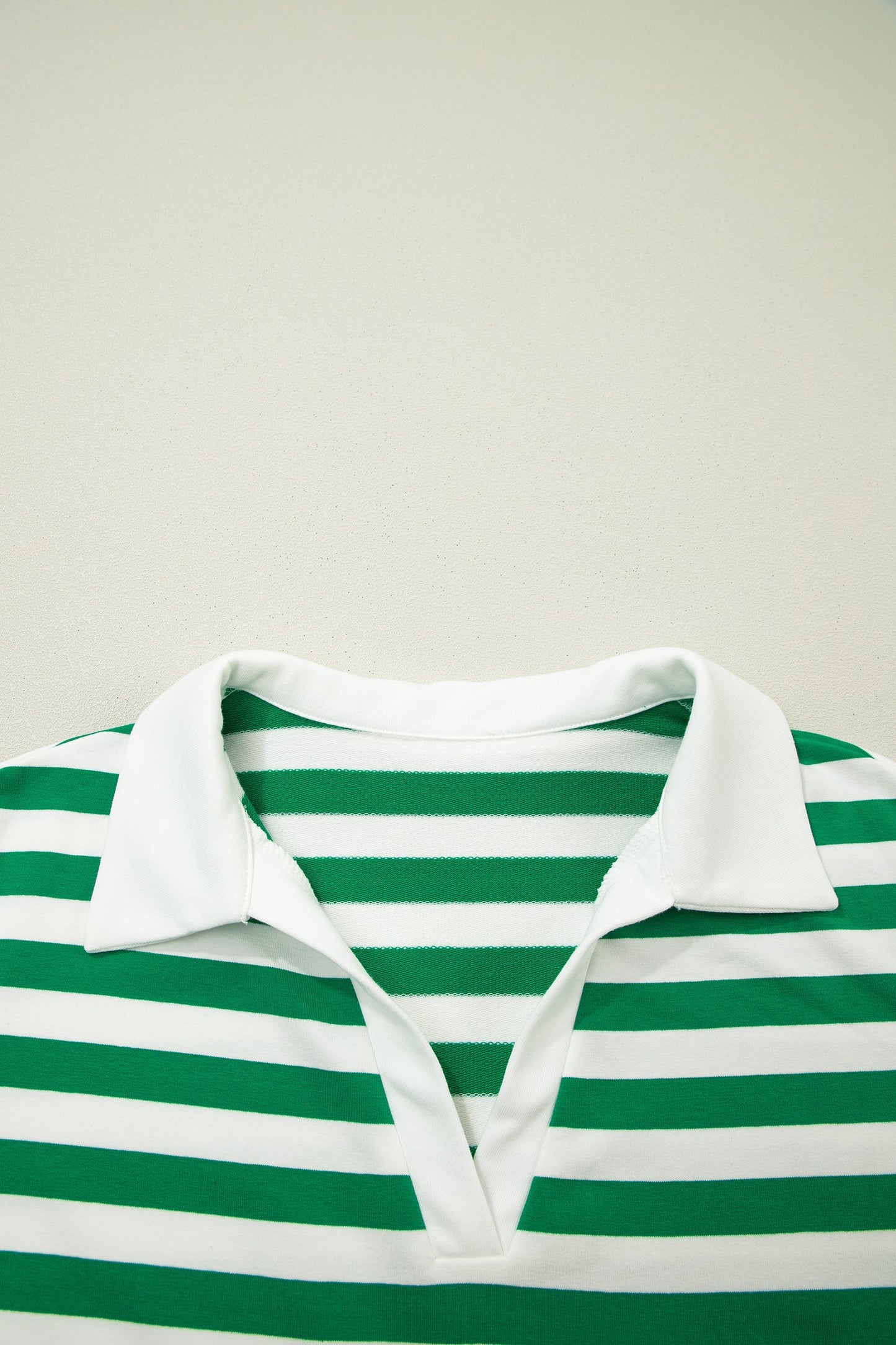 Plus Size Stripe Collared V-Neck Ruffle Sleeve Blouse
