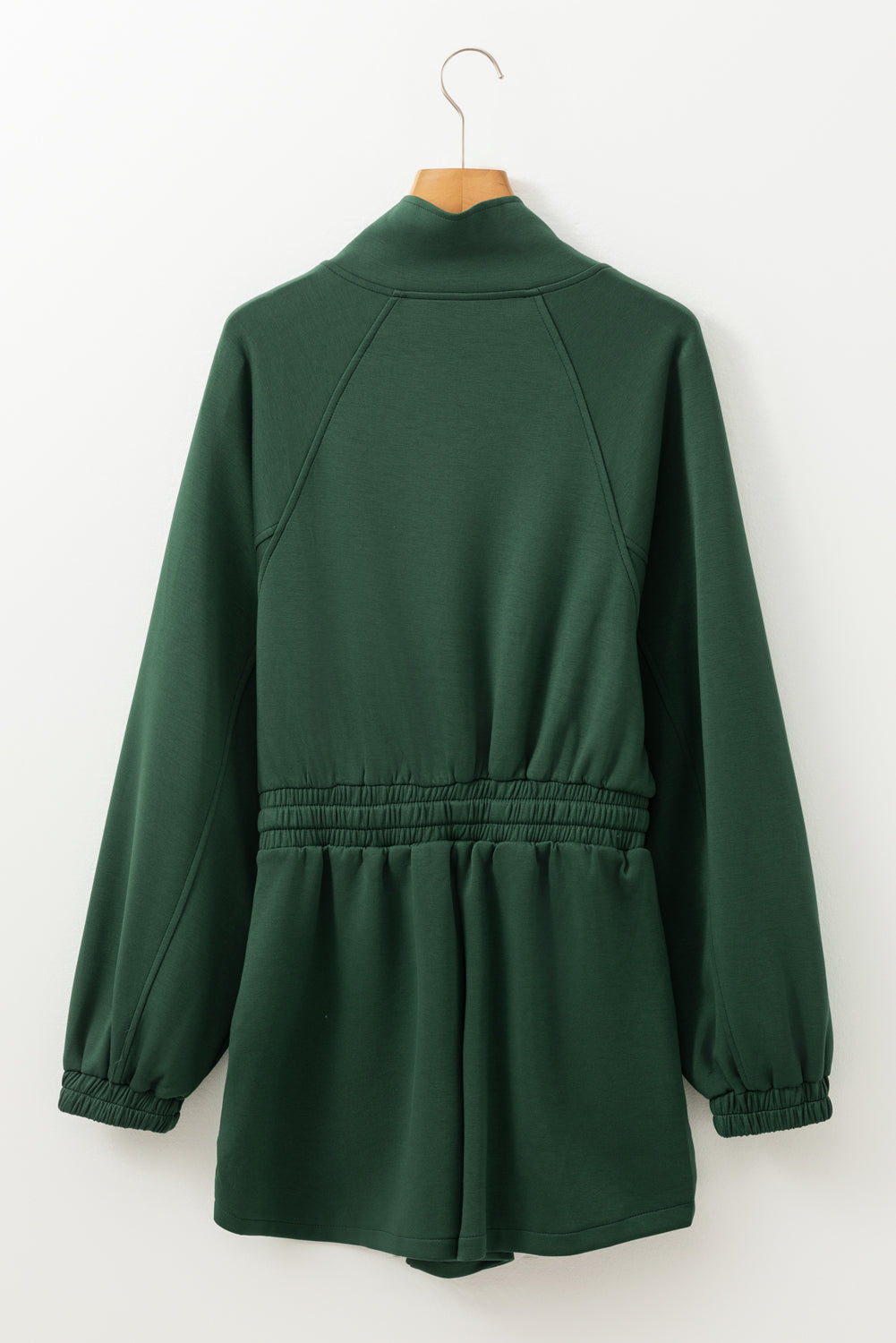 Solid Half-Zip Collar French Terry Drawstring Romper