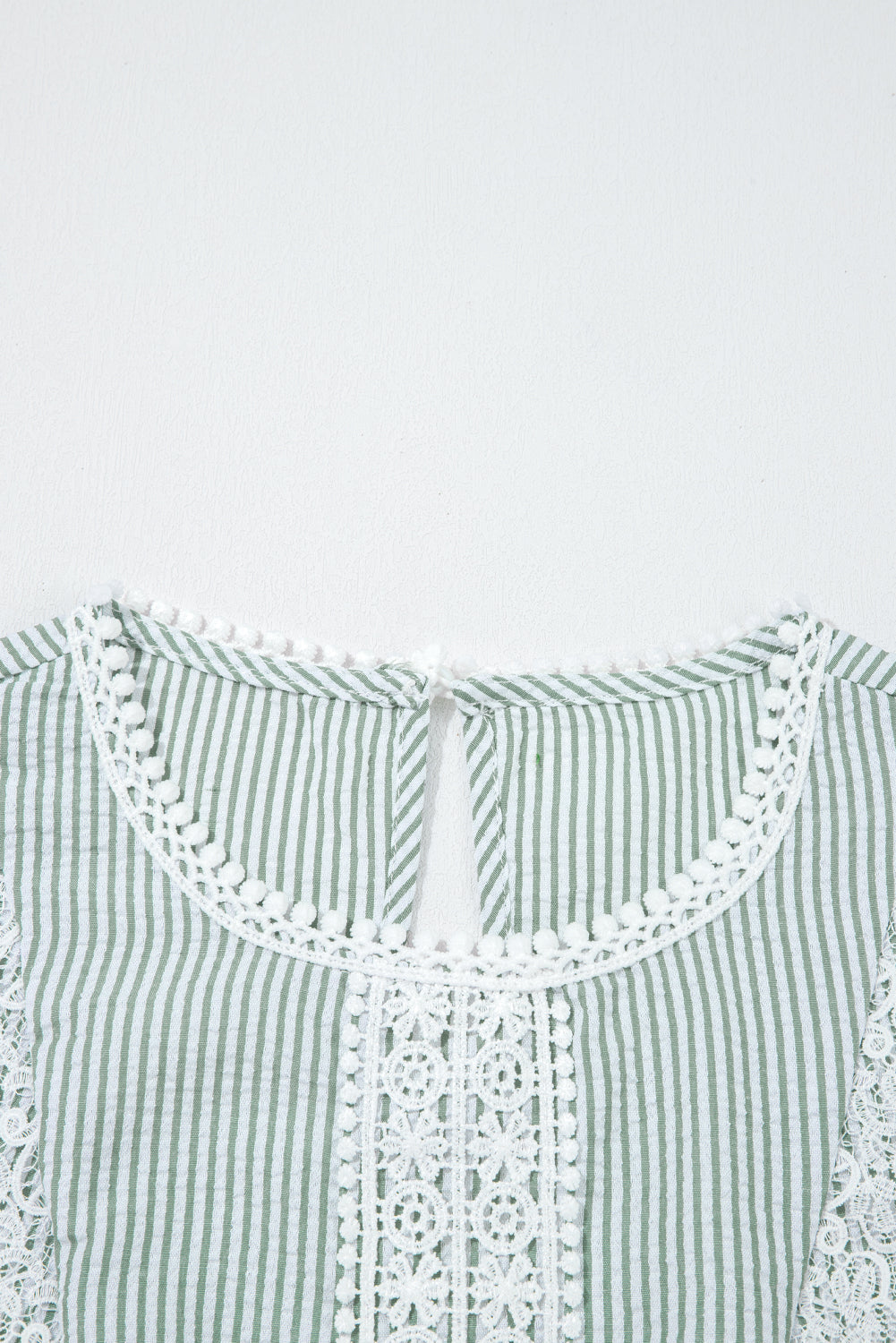 Meredith Stripe Lace Patchwork Crew Neck Tank Top