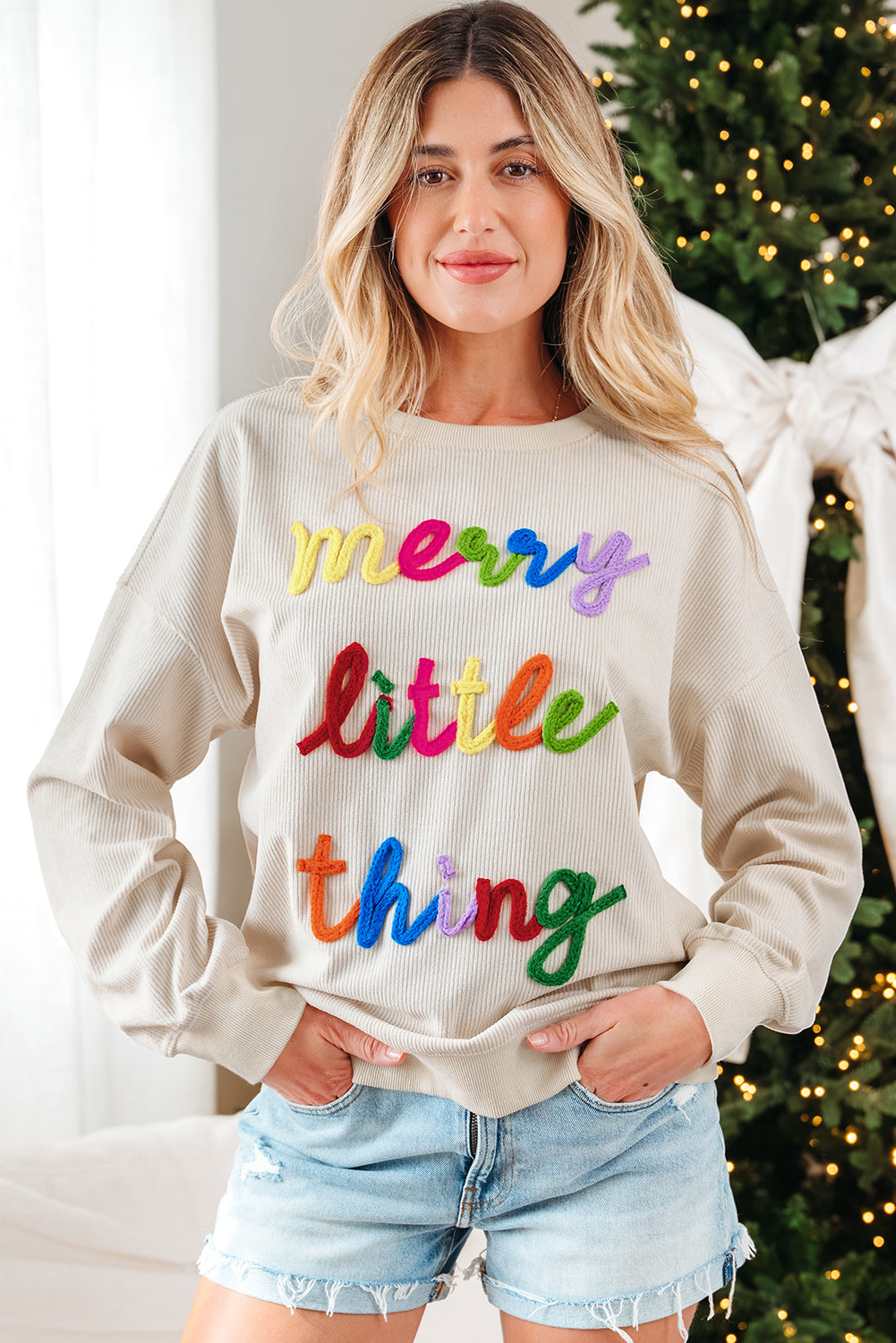 Sylevi Graphic Ribbed Loose Sweatshirt