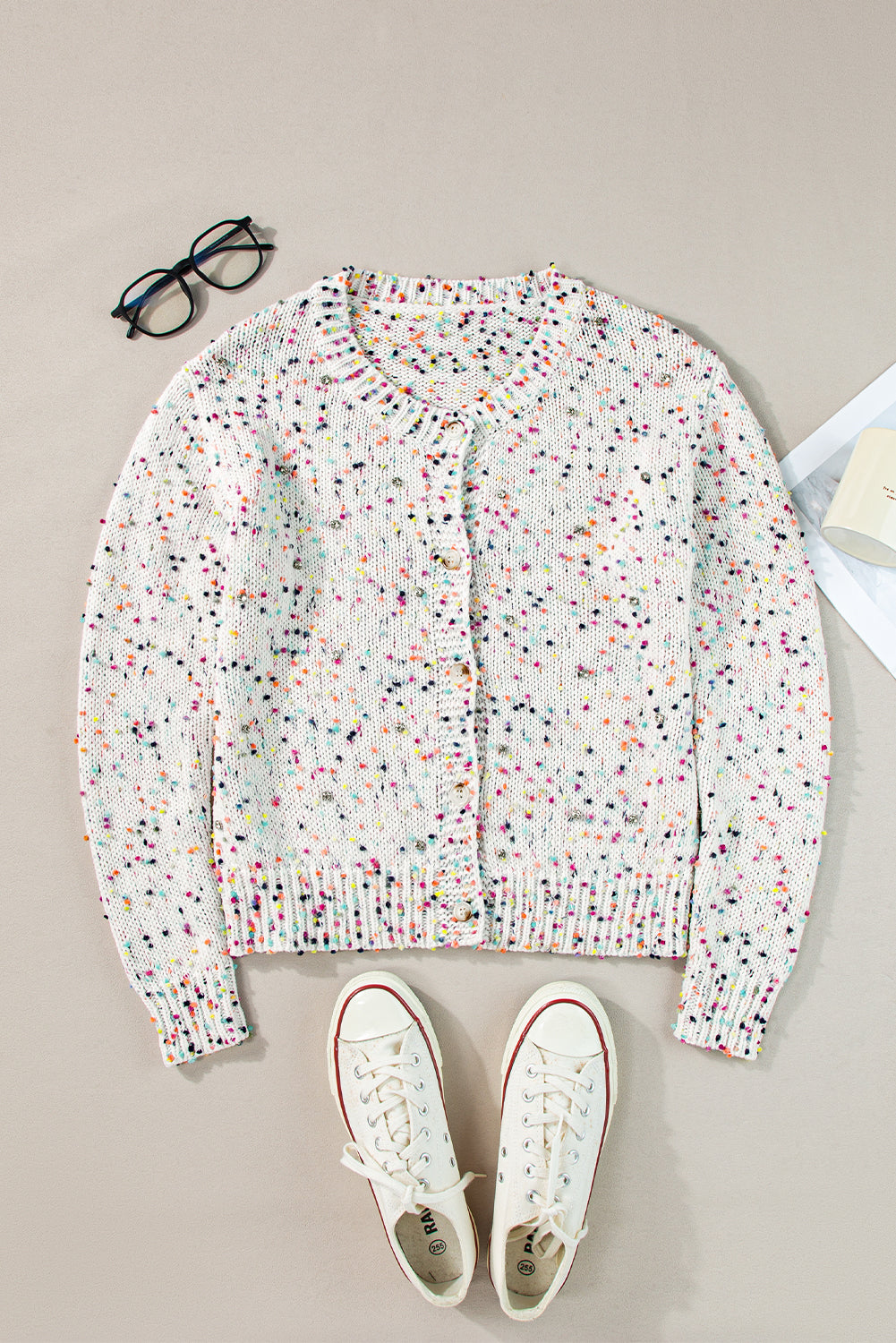 Vienna Rhinestone Decor Confetti Sweater
