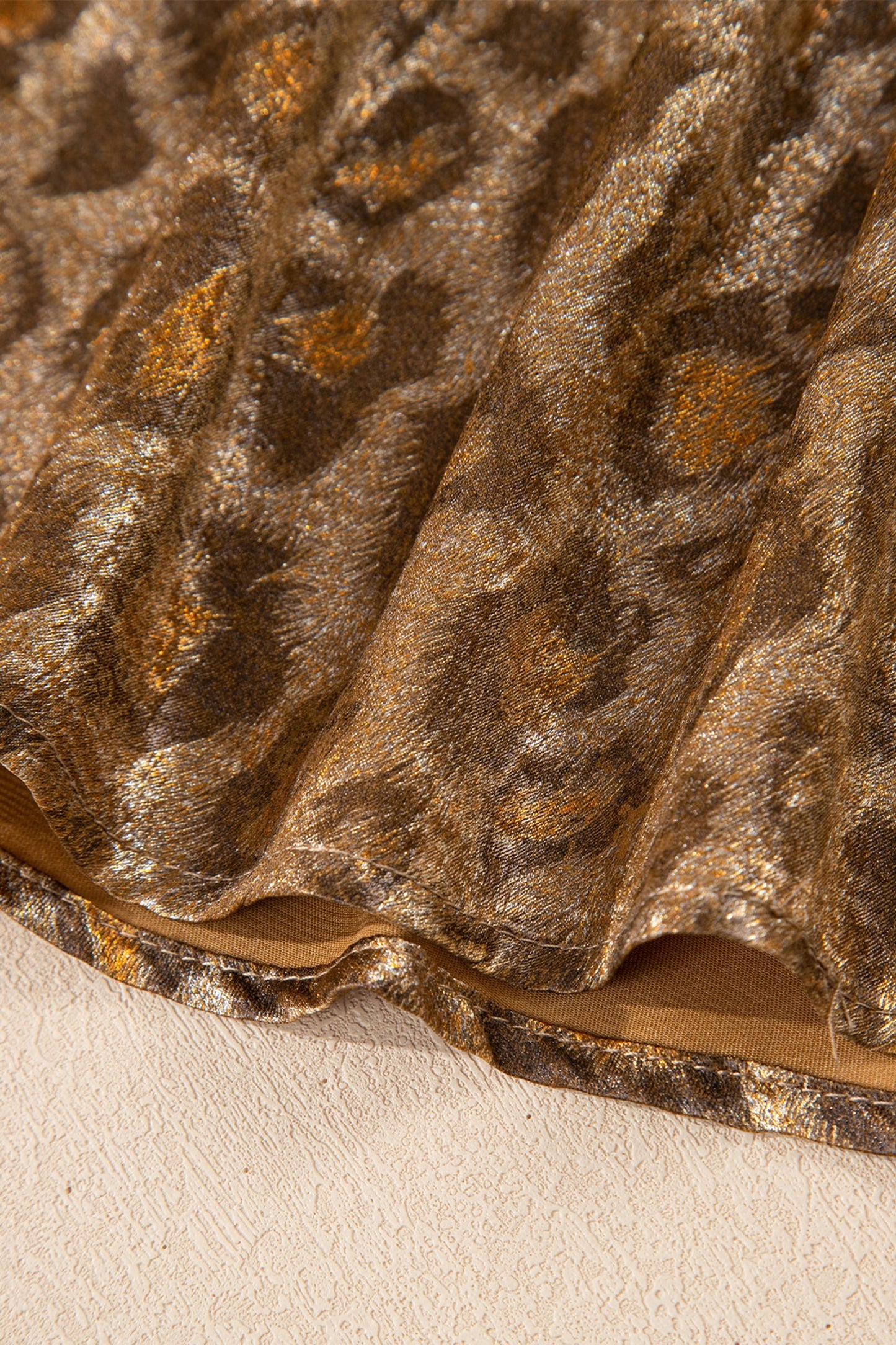 Leopard Metallic Short Sleeve Buttoned Shirt
