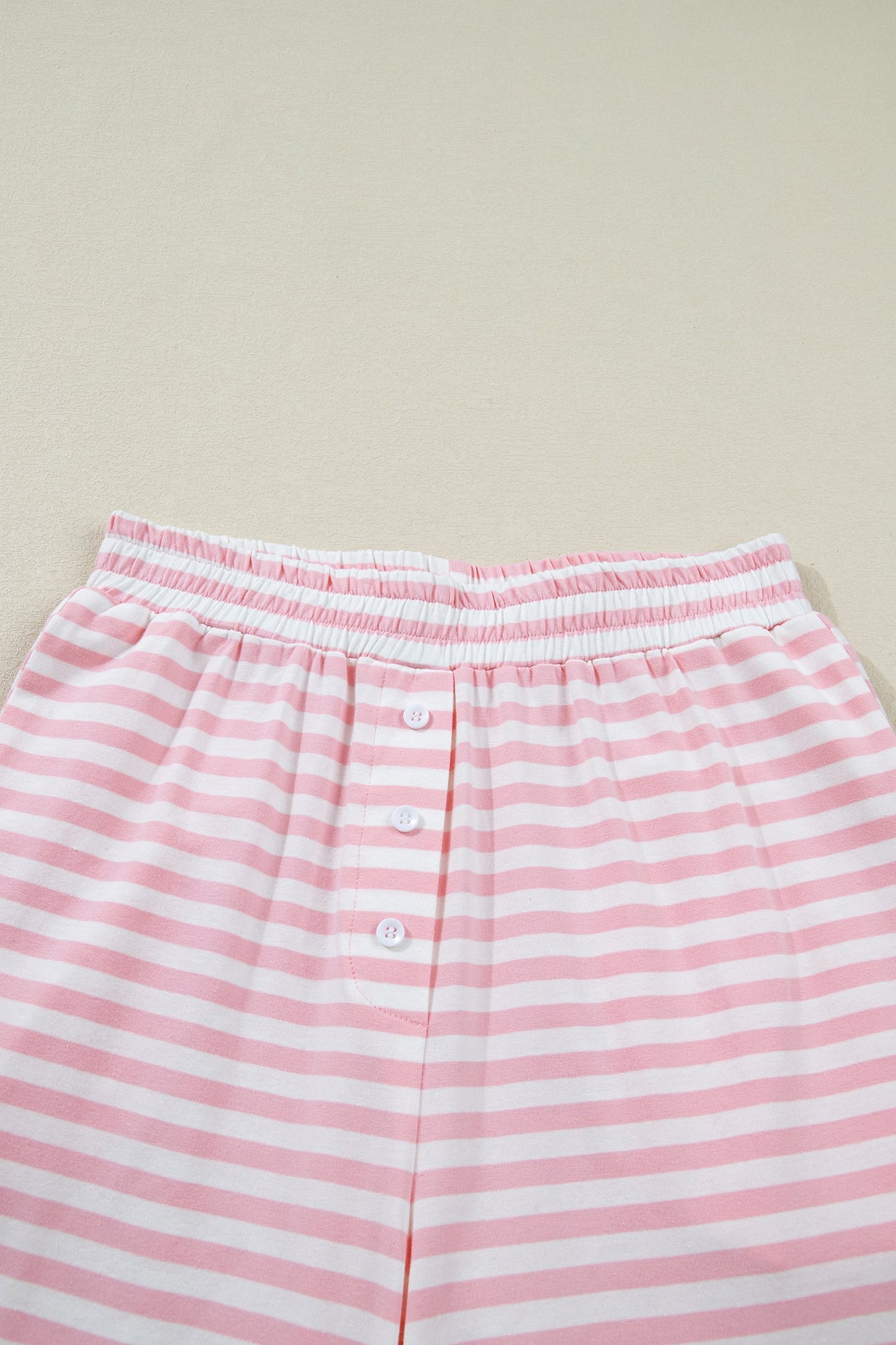 Stripe Drop Shoulder Top & Buttoned Pants Set