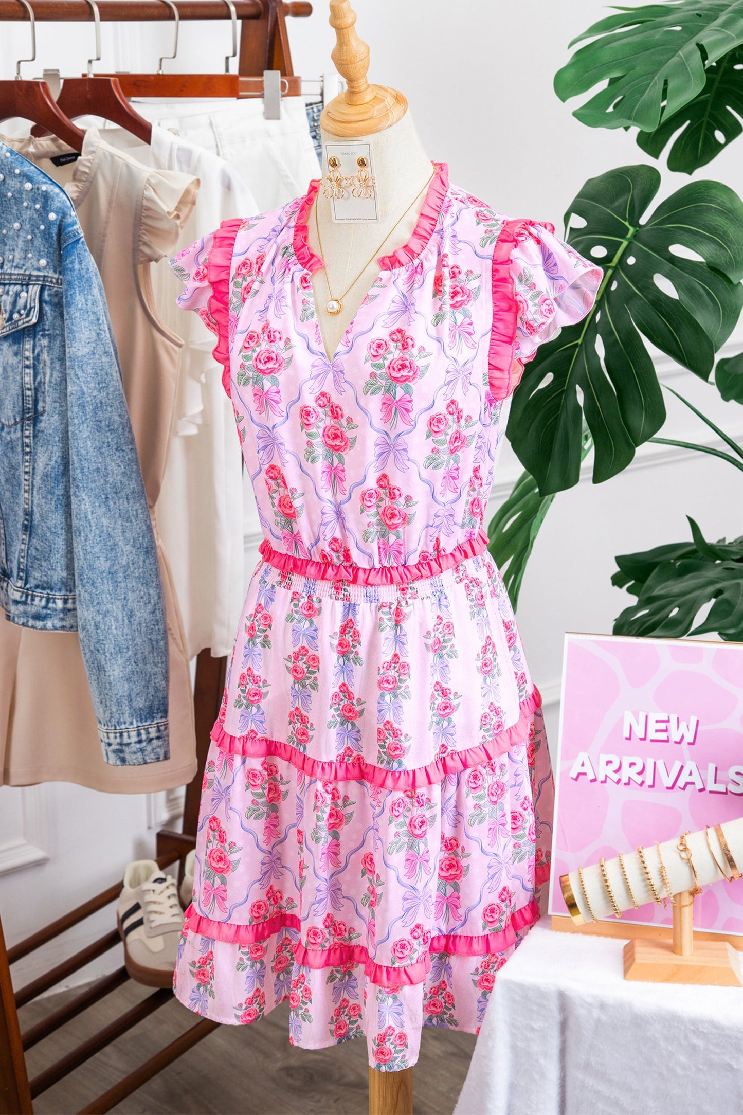 Floral Ruffle Tiered Sleeveless Mini Dress