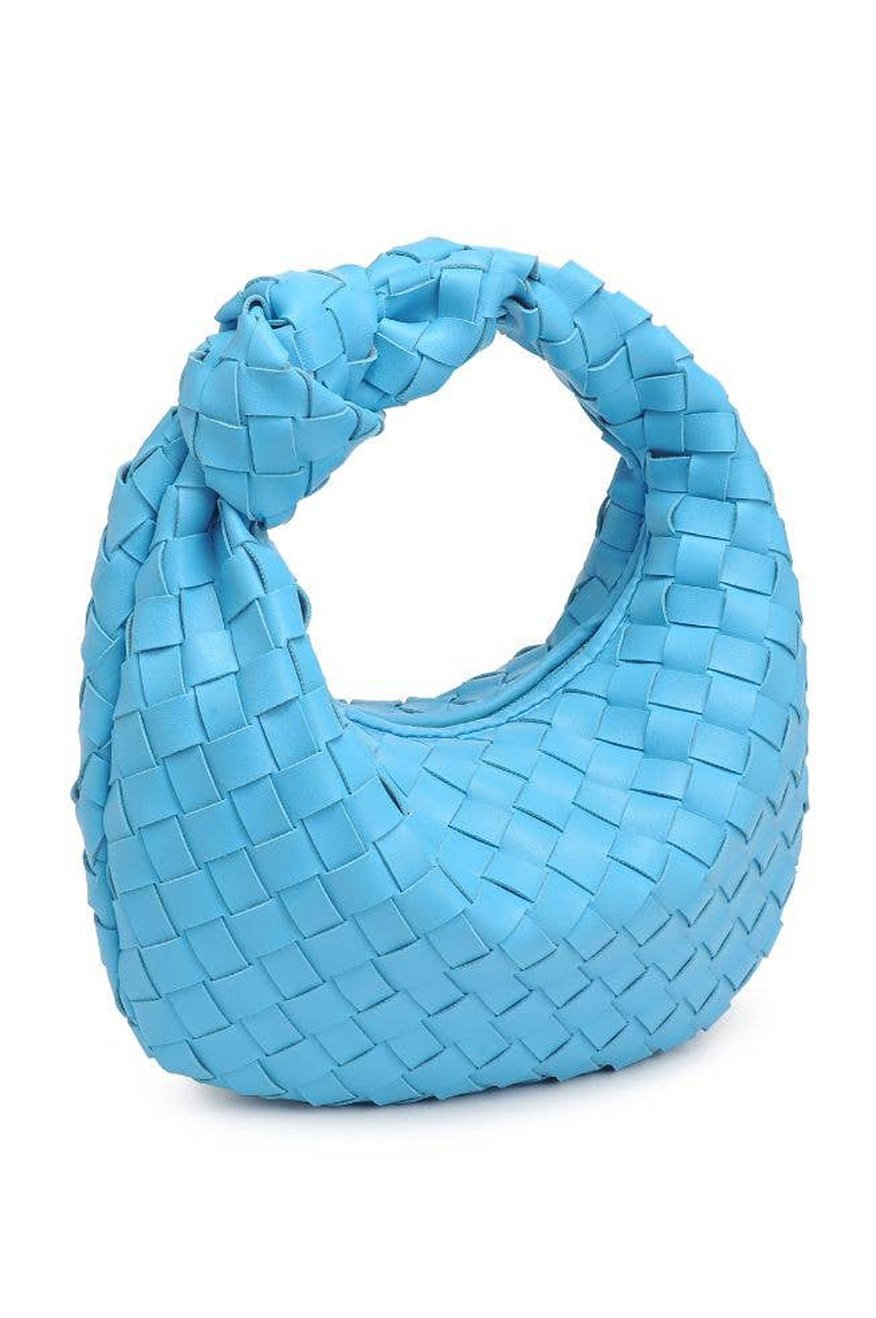 Blue Woven Vegan Leather Clutch