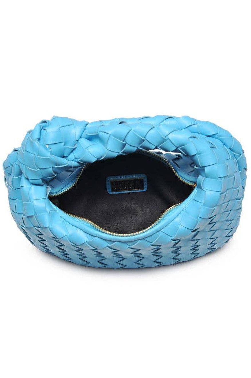 Blue Woven Vegan Leather Clutch