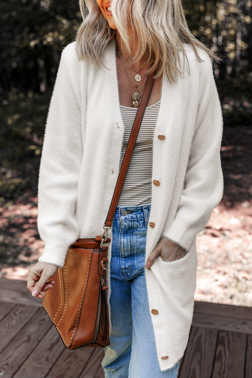 Brooklyn Front Midi Solid Cardigan
