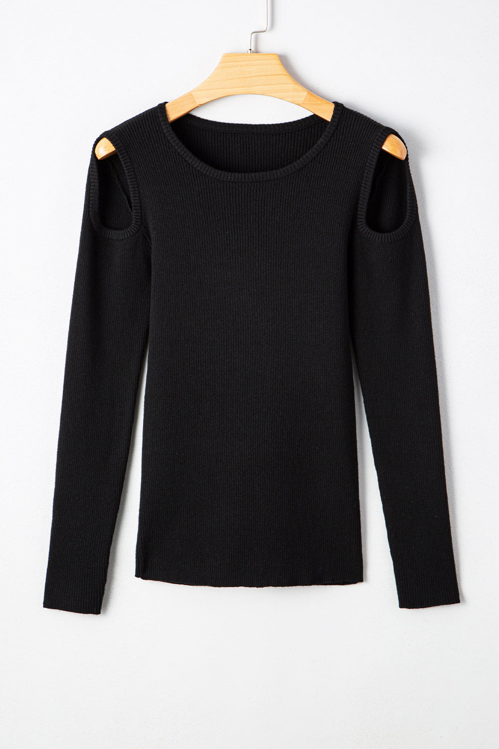 Amaya Ribbed Knit Cold Shoulder Sweater