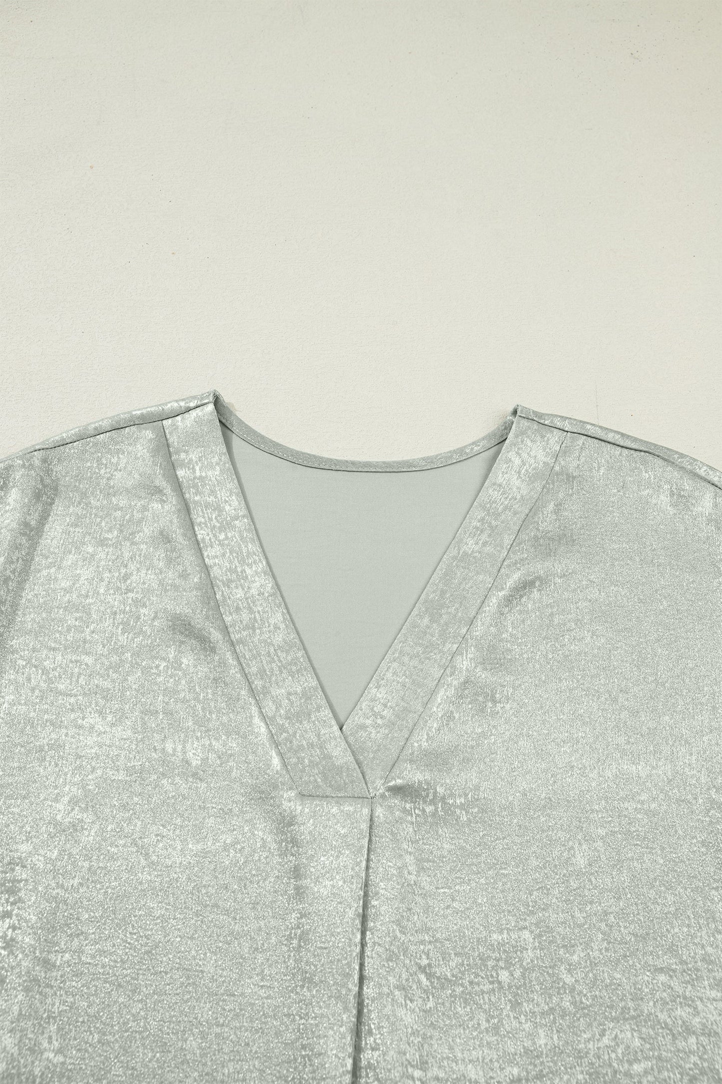 Metallic V-Neck Short Sleeve Mini Dress