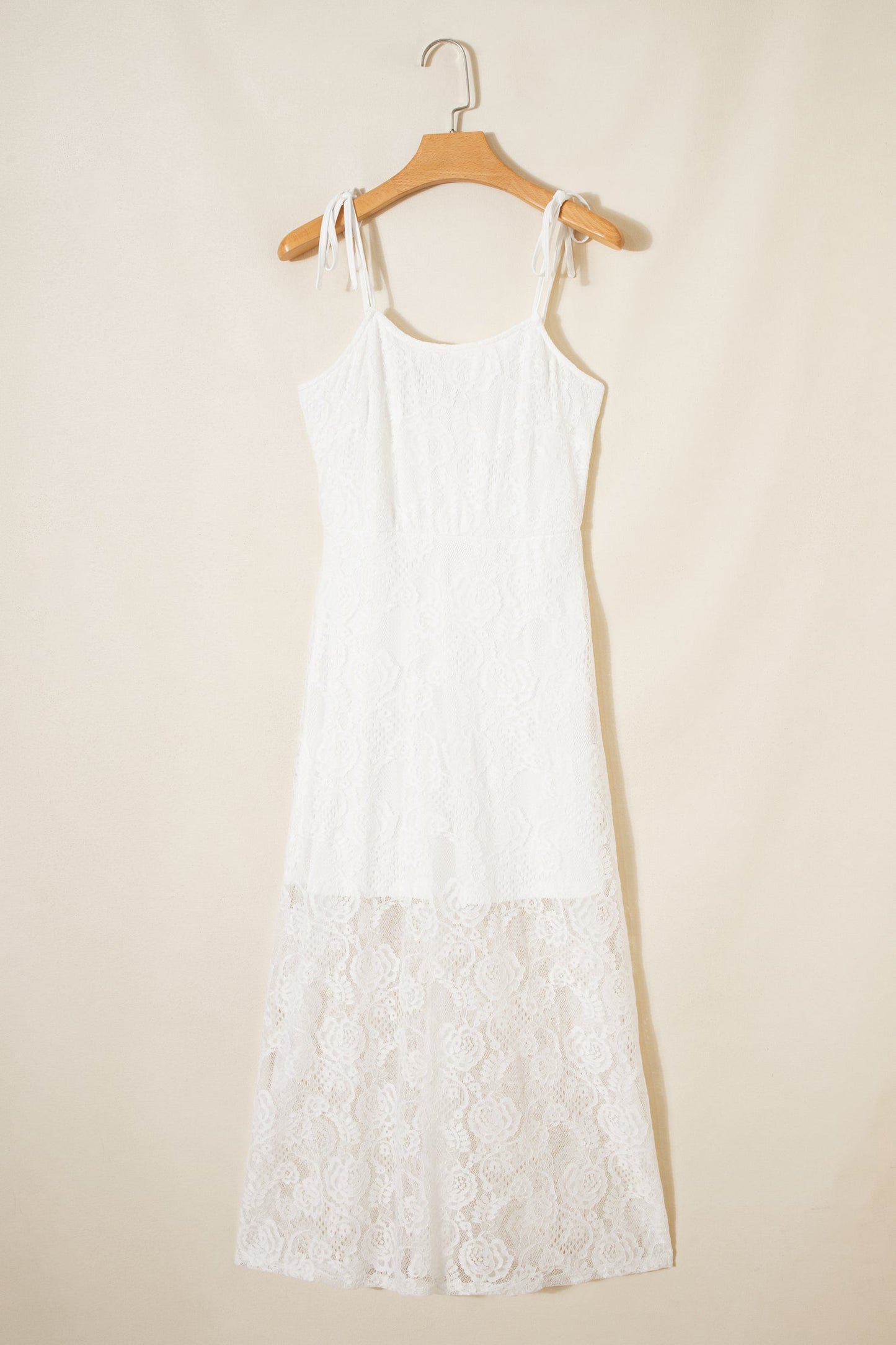 Floral Lace Tie Spaghetti Straps Maxi Dress