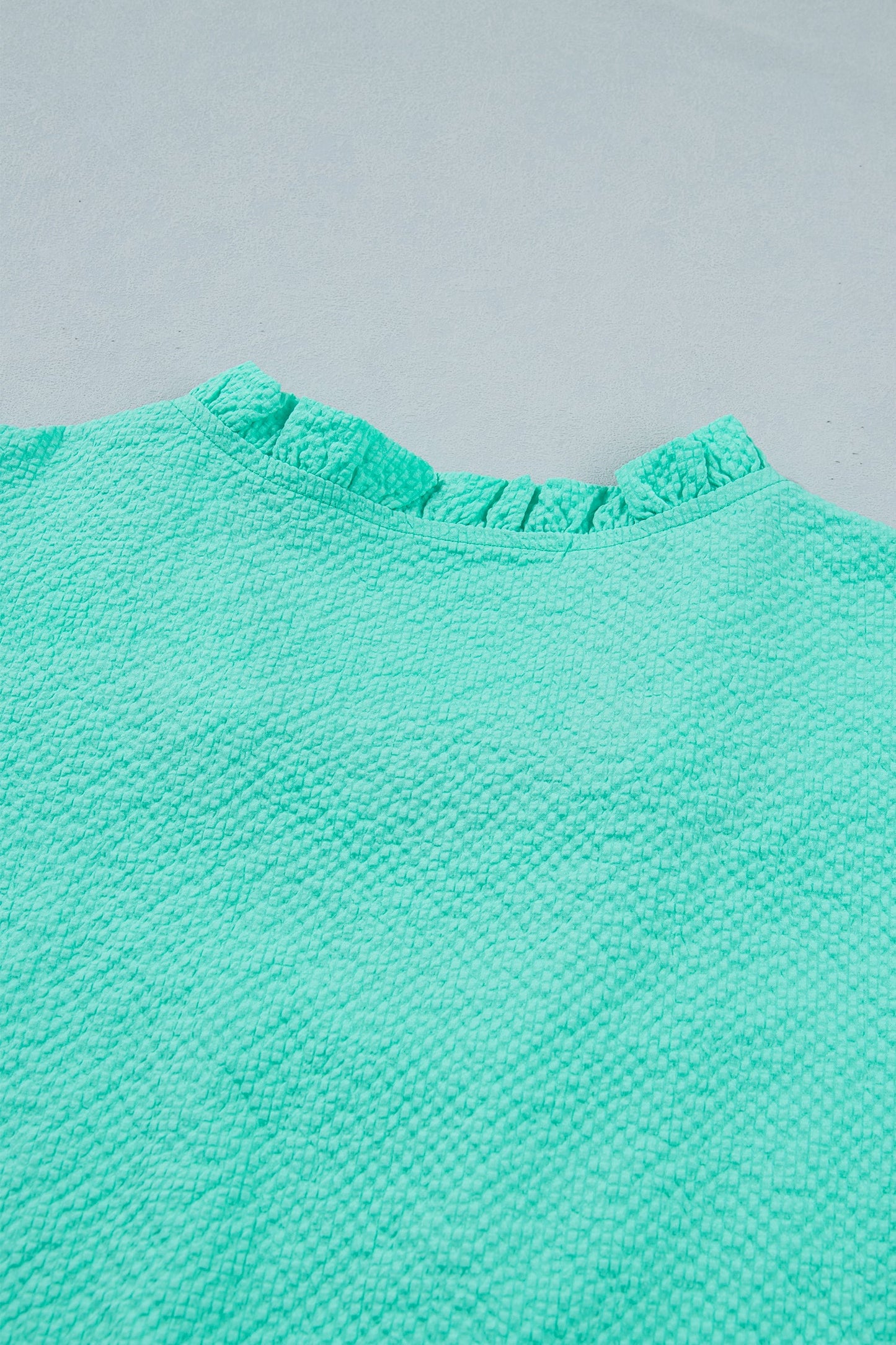 Flower Embroidered Puff Sleeve Frilled V-Neck Blouse